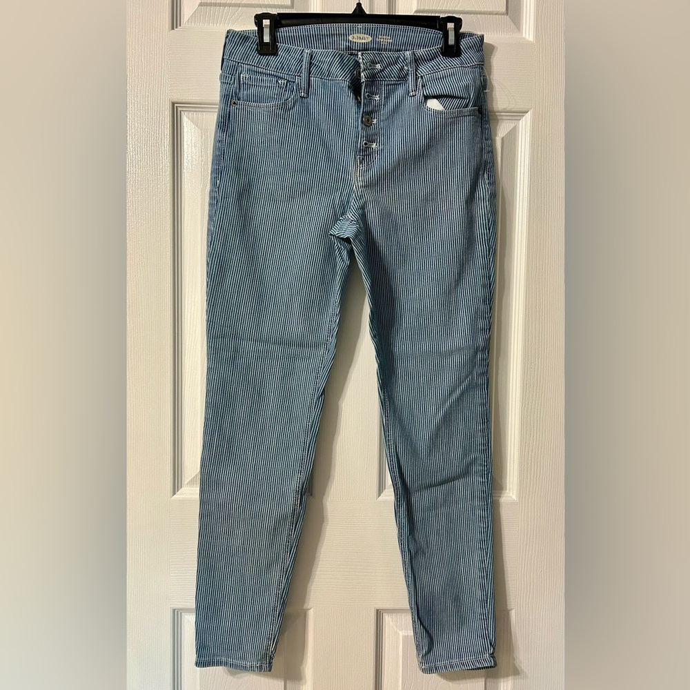 Old Navy Women’s Rockstar Super Skinny Mid-Rise Pinstripe Jeans NWOT